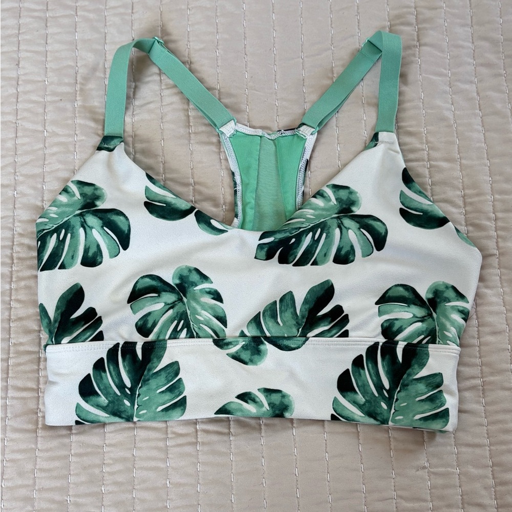 Wildfox Mint and Green Leaf Print Top
